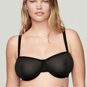 New CUUP The Balconettte Mesh Bra Size 34H Black Underwire‎ Sheer Balconet